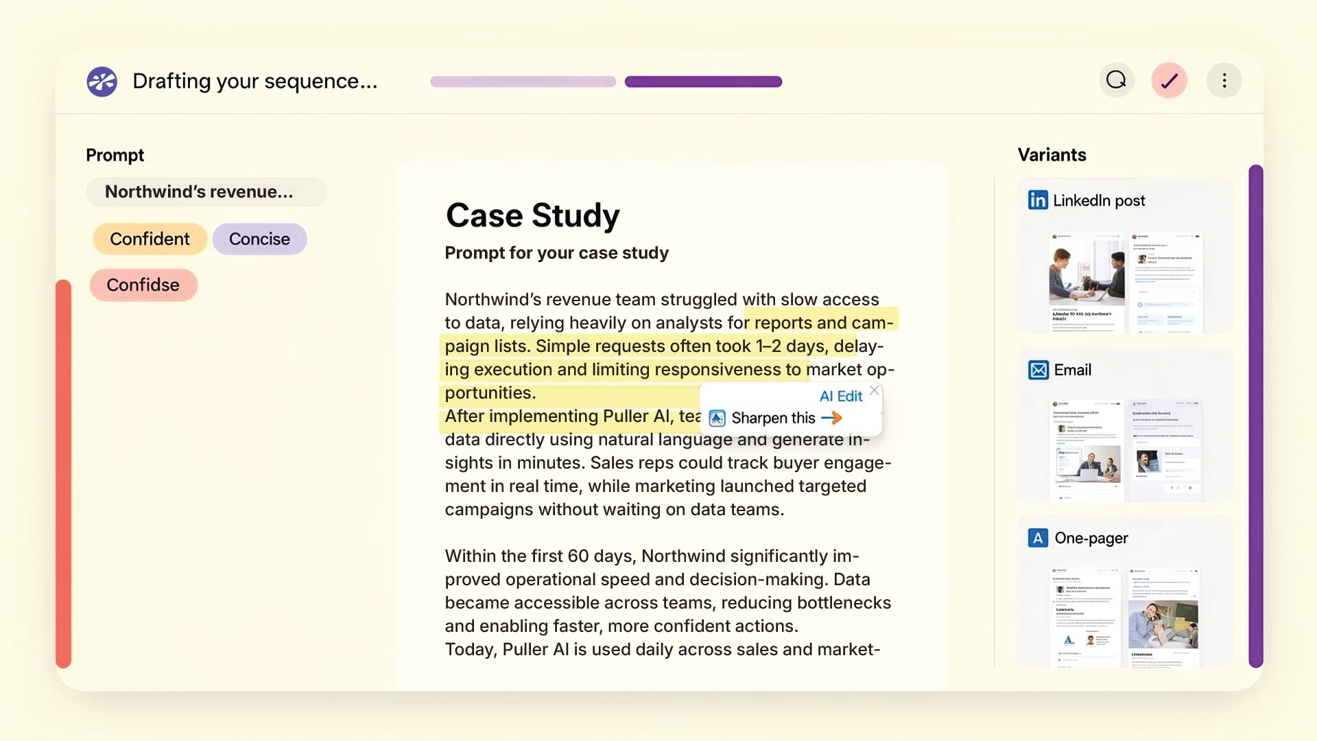 Puller Content Studio interface